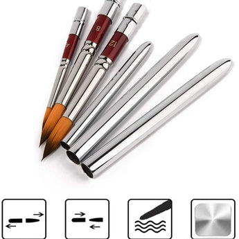 Nylon Travel Brush Set. Detachable, portable metal brushes for professional artists & beginners, ensuring smooth strokes.