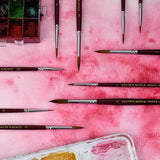 GoldenMaple Kolinsky Sable Watercolor Brushes, a set of round & detail brushes with a plastic palette & watercolor paint set.