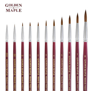Fine detail miniature brush set: round, flat & extra-fine tips, with Game Color acrylic paints for miniature model painting.
